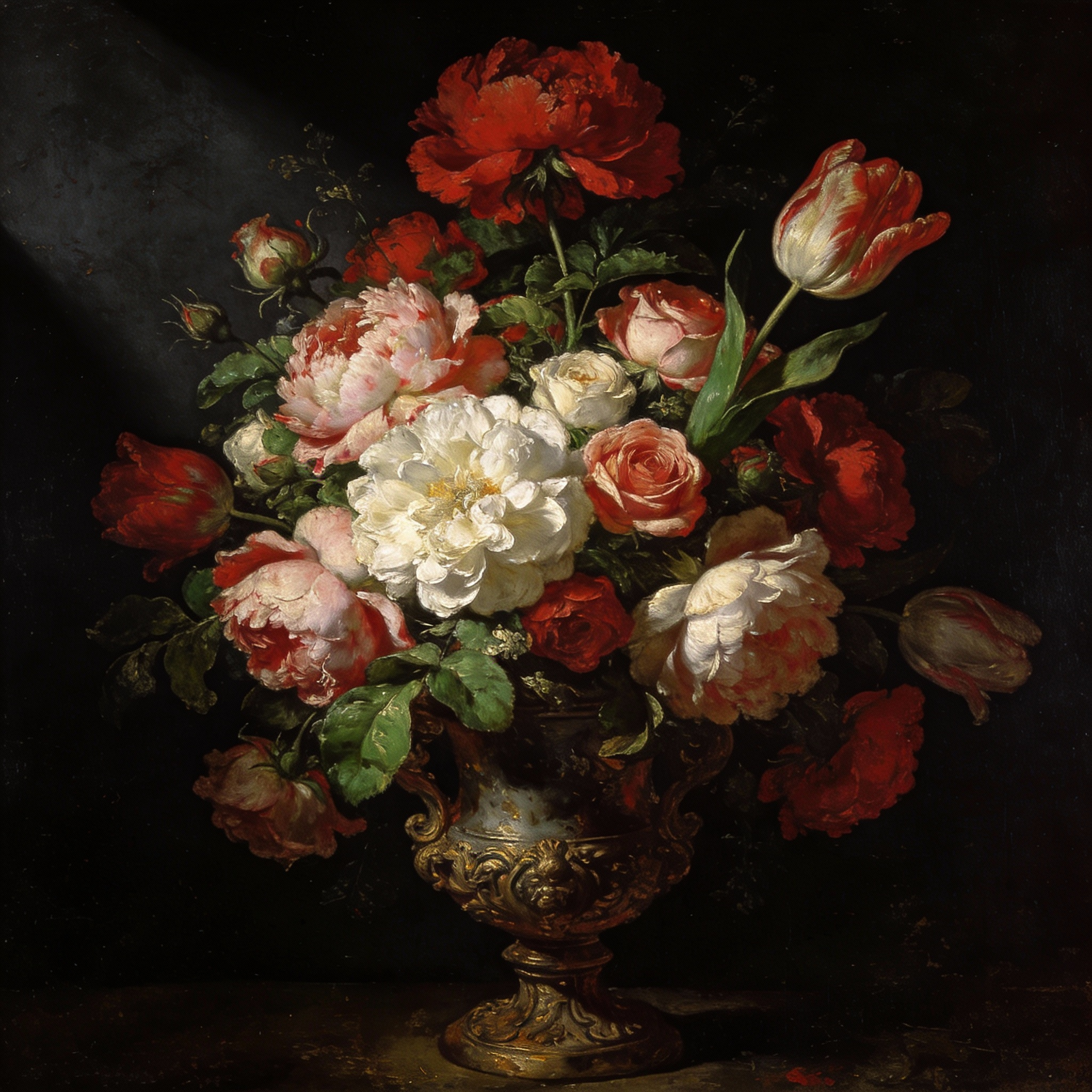 Antique classic interior with vintage paintings and elegant furniture