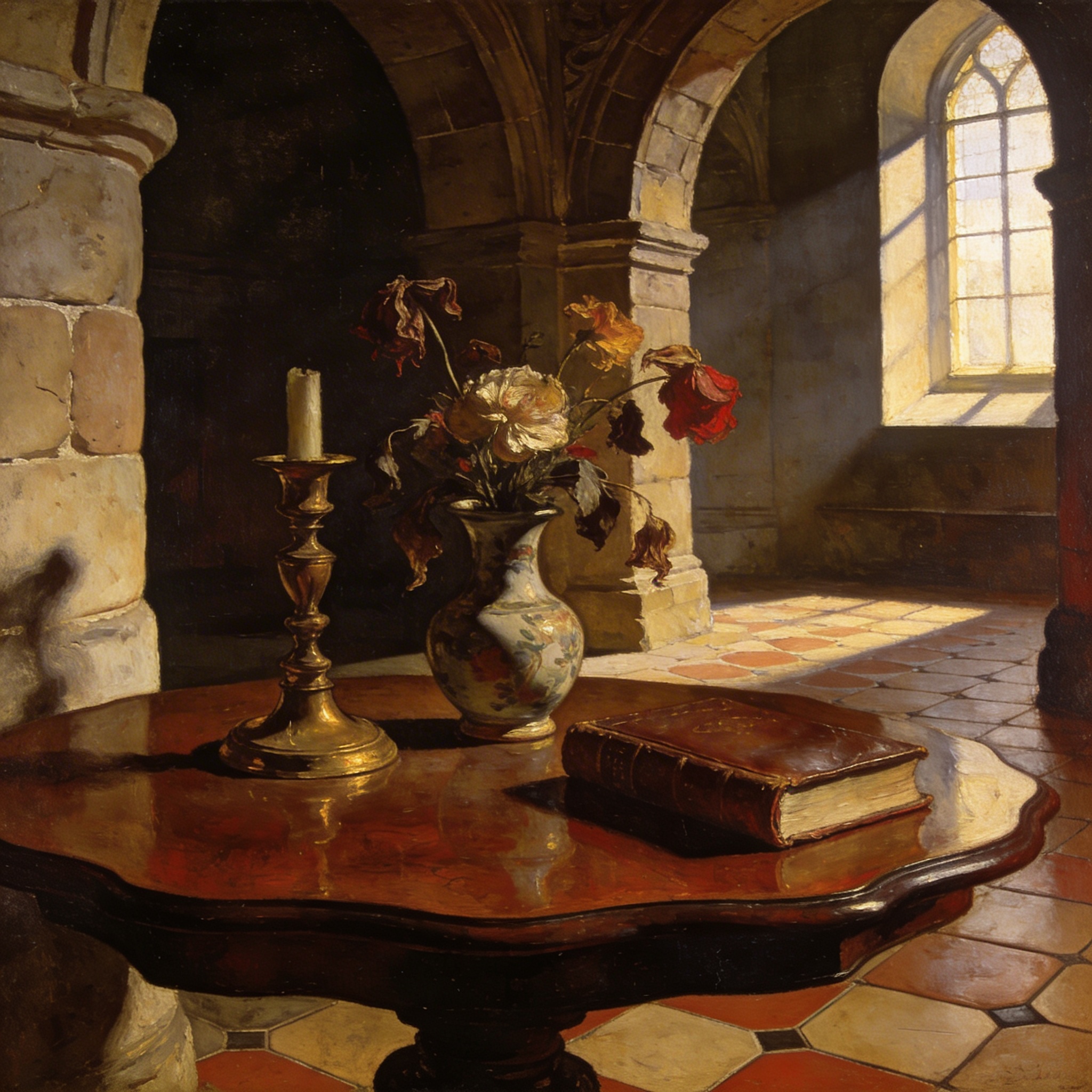 Antique classic interior with vintage paintings and elegant furniture